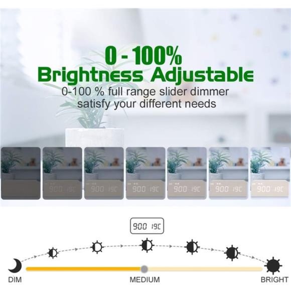 Digital Wooden Alarm Clock with Wireless Charging 0-100% Dimmer, Dual Alarm - Picture 3 of 5